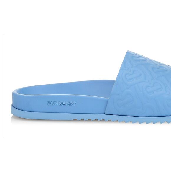 $790 NIB BURBERRY Vivid Cobalt Melroy TB Monogram-Embossed Slides Size 12 main image 5
